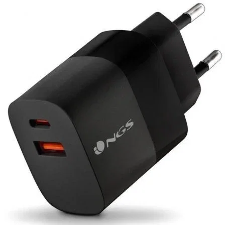NGS Cargador de Pared BUD45W 45W Dual USB-C y USB-A Negro